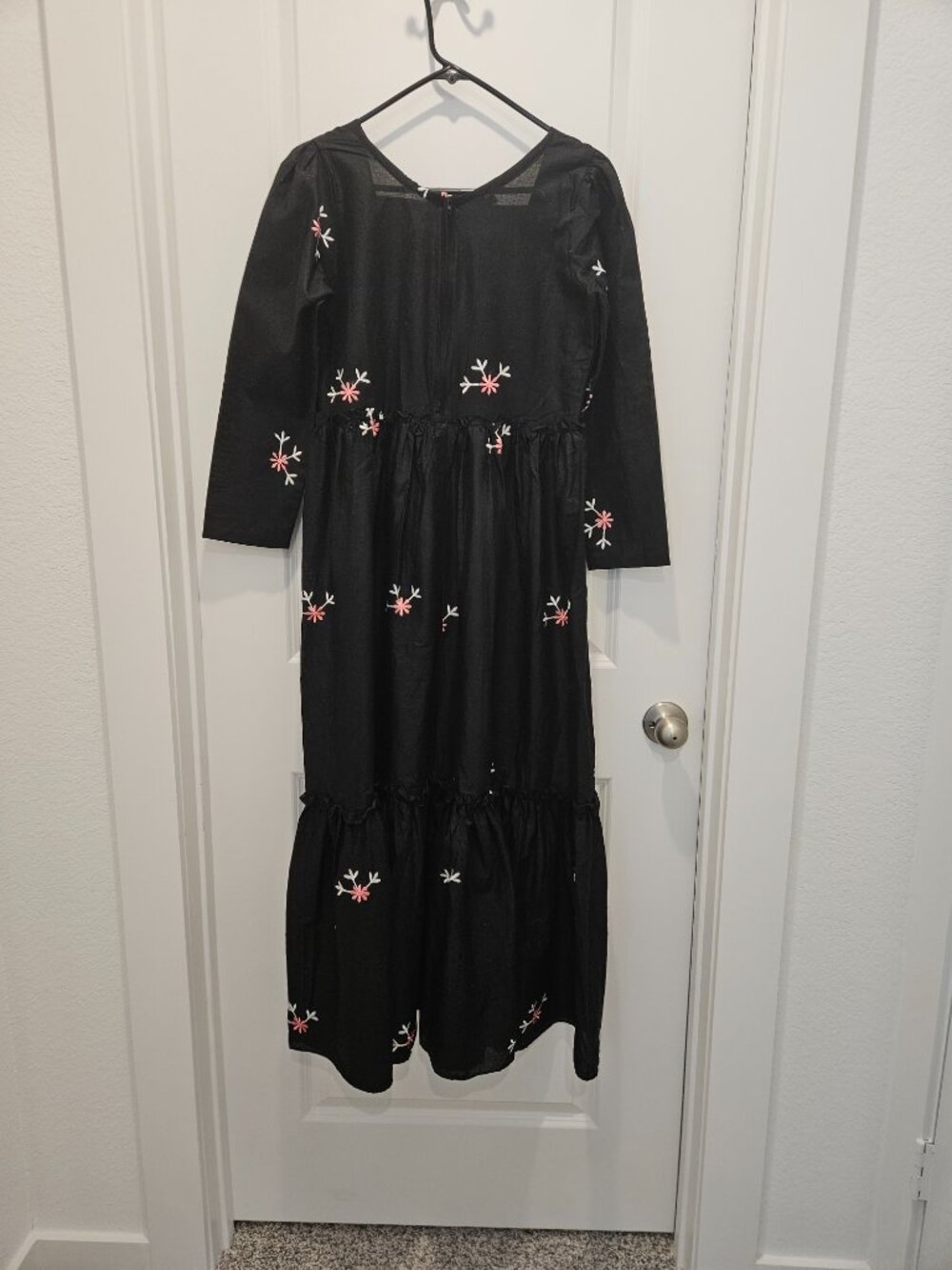 Black Cotton Embroidered Dress